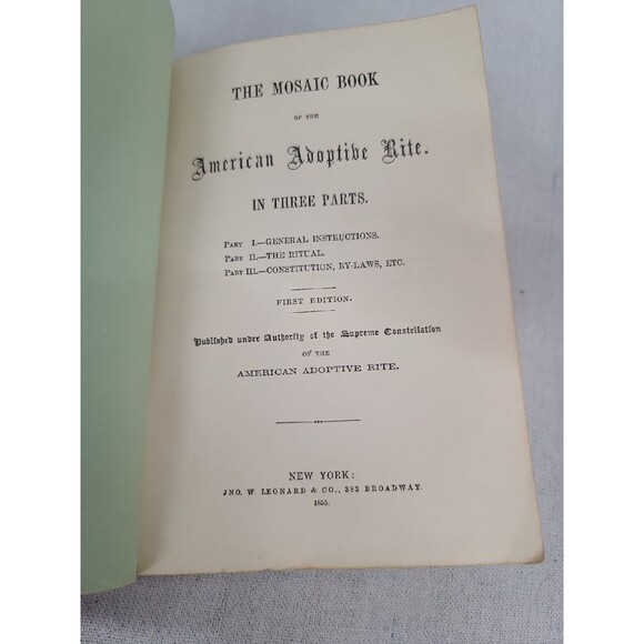 Antique RARE 1855 The Mosaic Book American Adoptibe Rite. 1st Edition - Picture 6 of 13